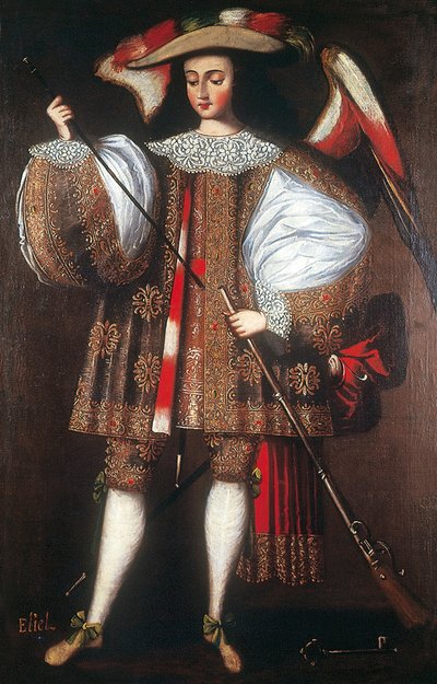 Arcángel Eliel con arcabuz de Cuzco School
